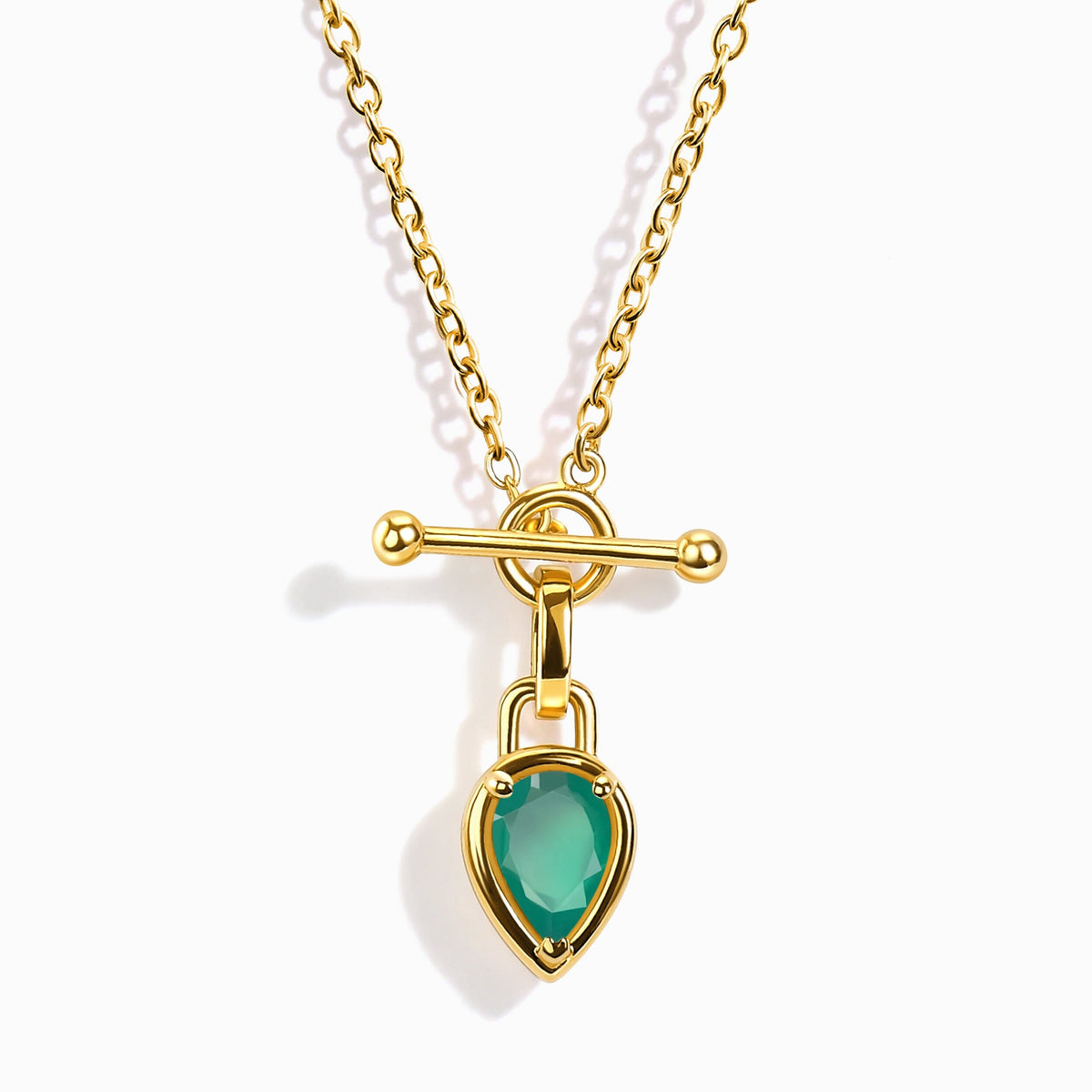 Green Onyx Talis T-Lock Necklace - May Birthstone