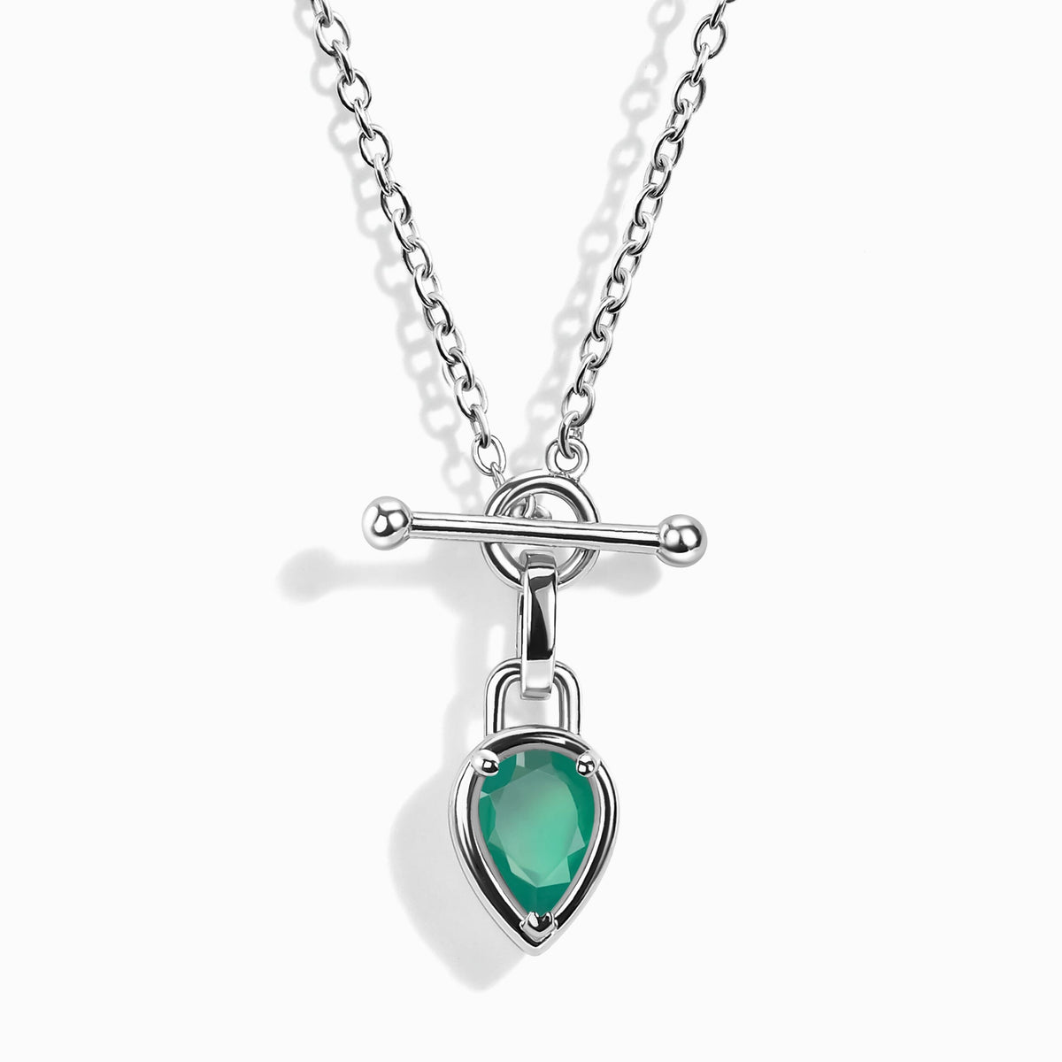 Green Onyx Talis T-Lock Necklace - May Birthstone