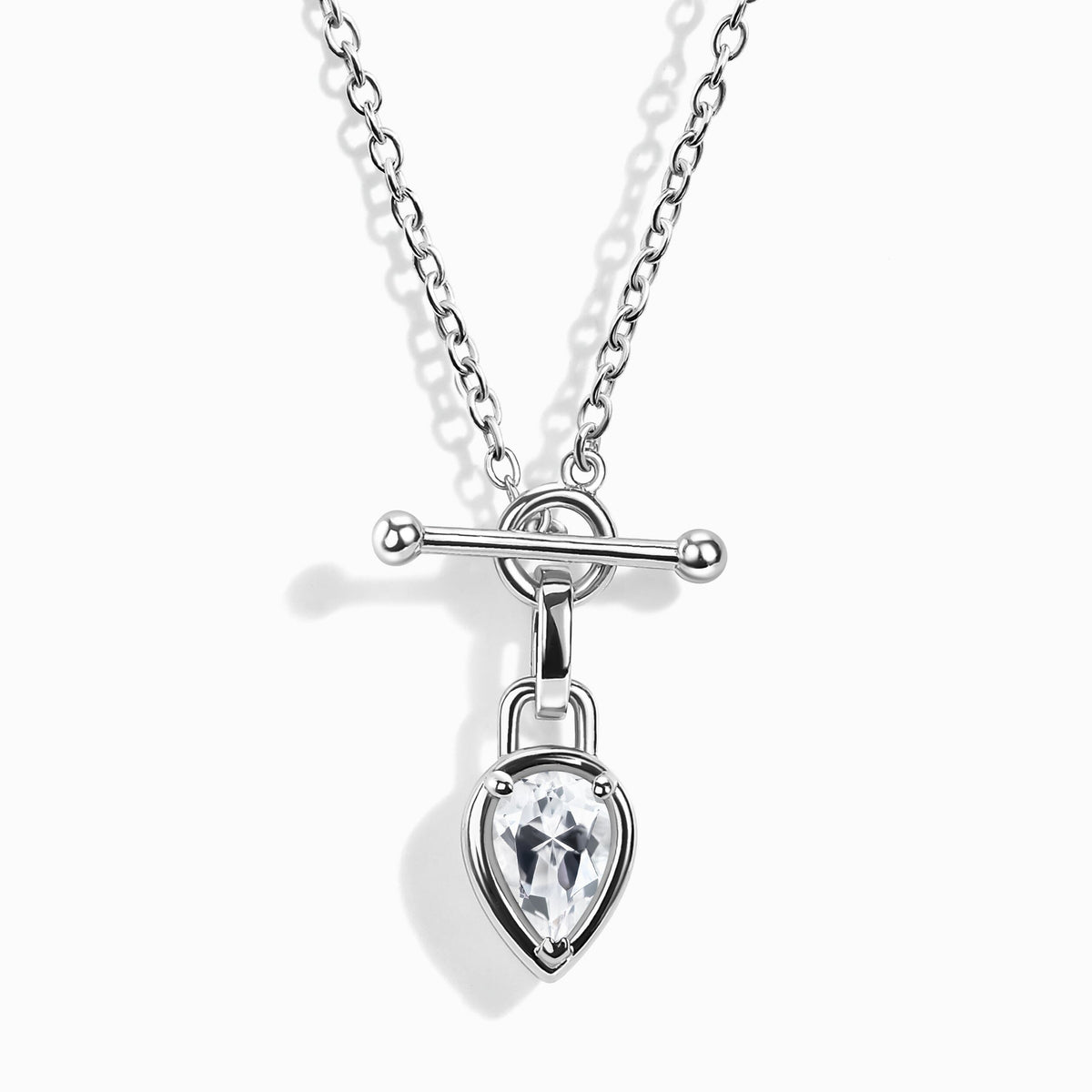 White Topaz Talis T-Lock Necklace - April Birthstone