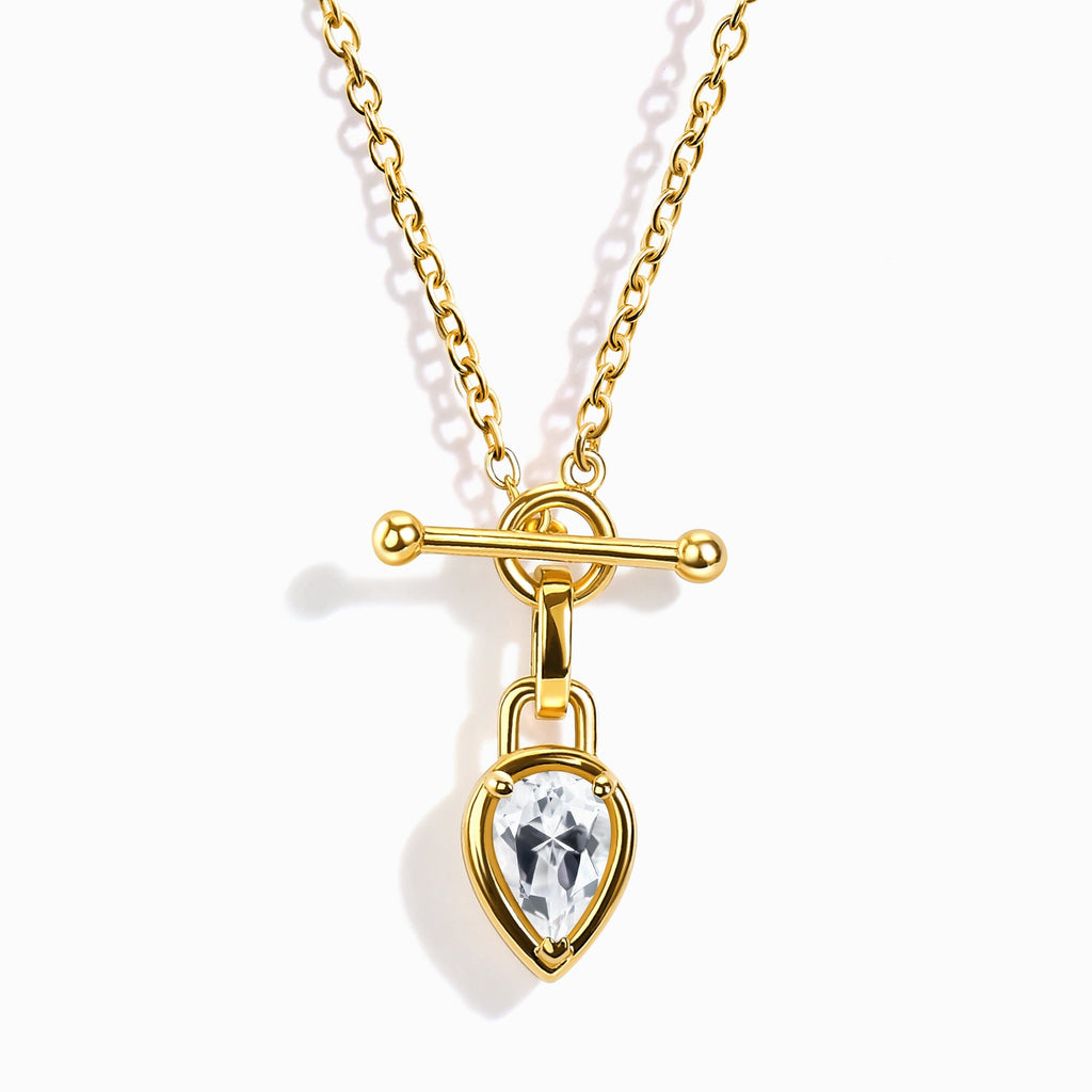 White Topaz Talis T-Lock Necklace - April Birthstone