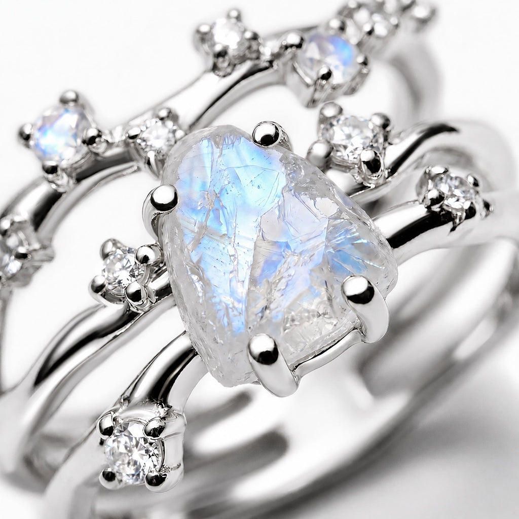 Moonstone Lab Diamond Flow & Stardust Rings