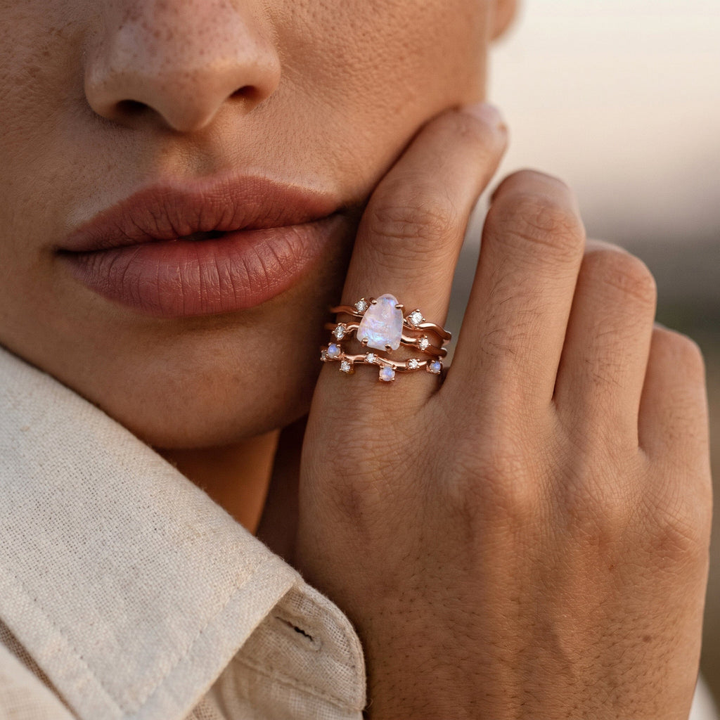 Moonstone Flow & Stardust Rings