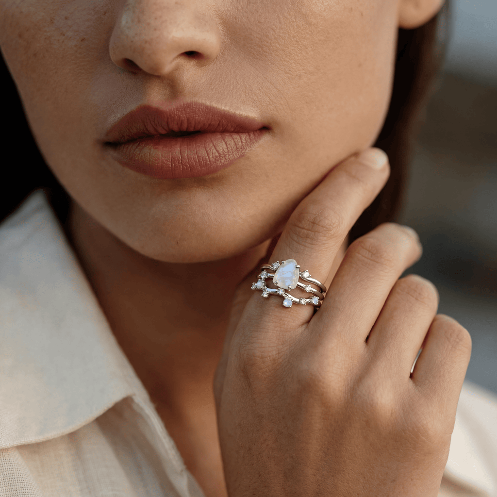 Moonstone Flow & Stardust Rings