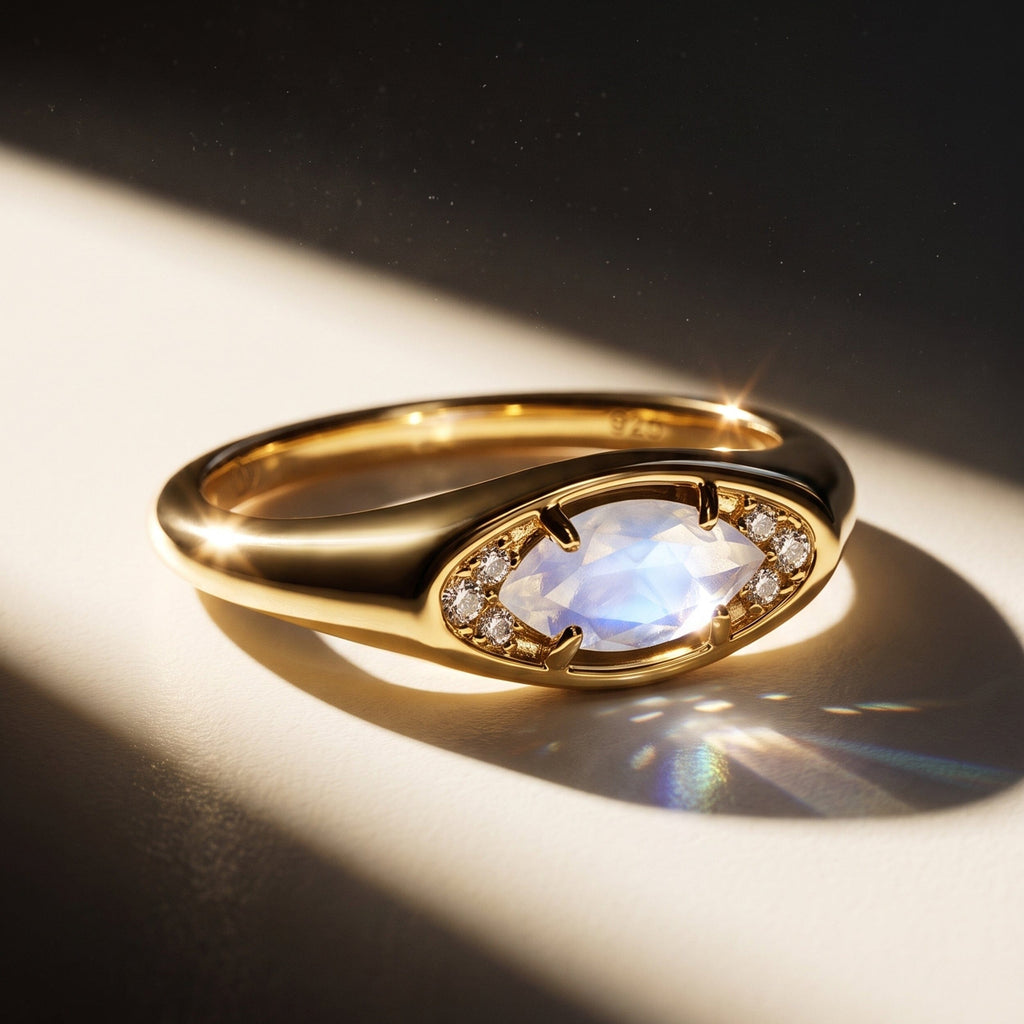 Moonstone Ring - Evil Eye
