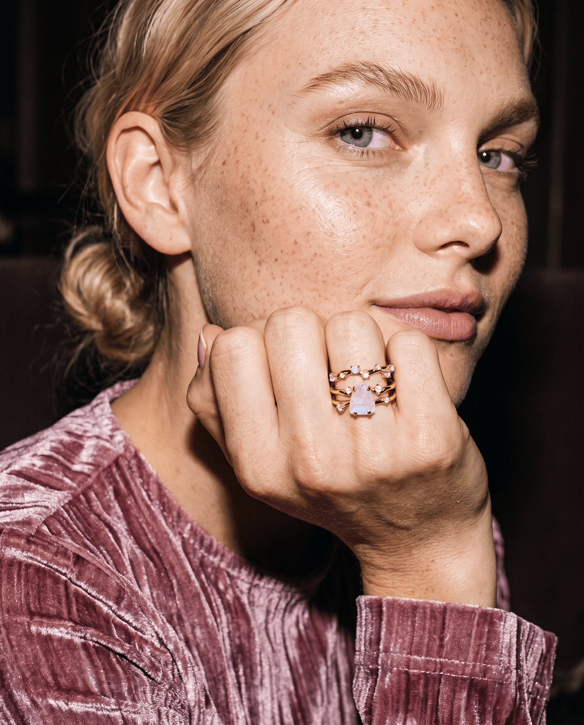 Moonstone Lab Diamond Ring - Flow