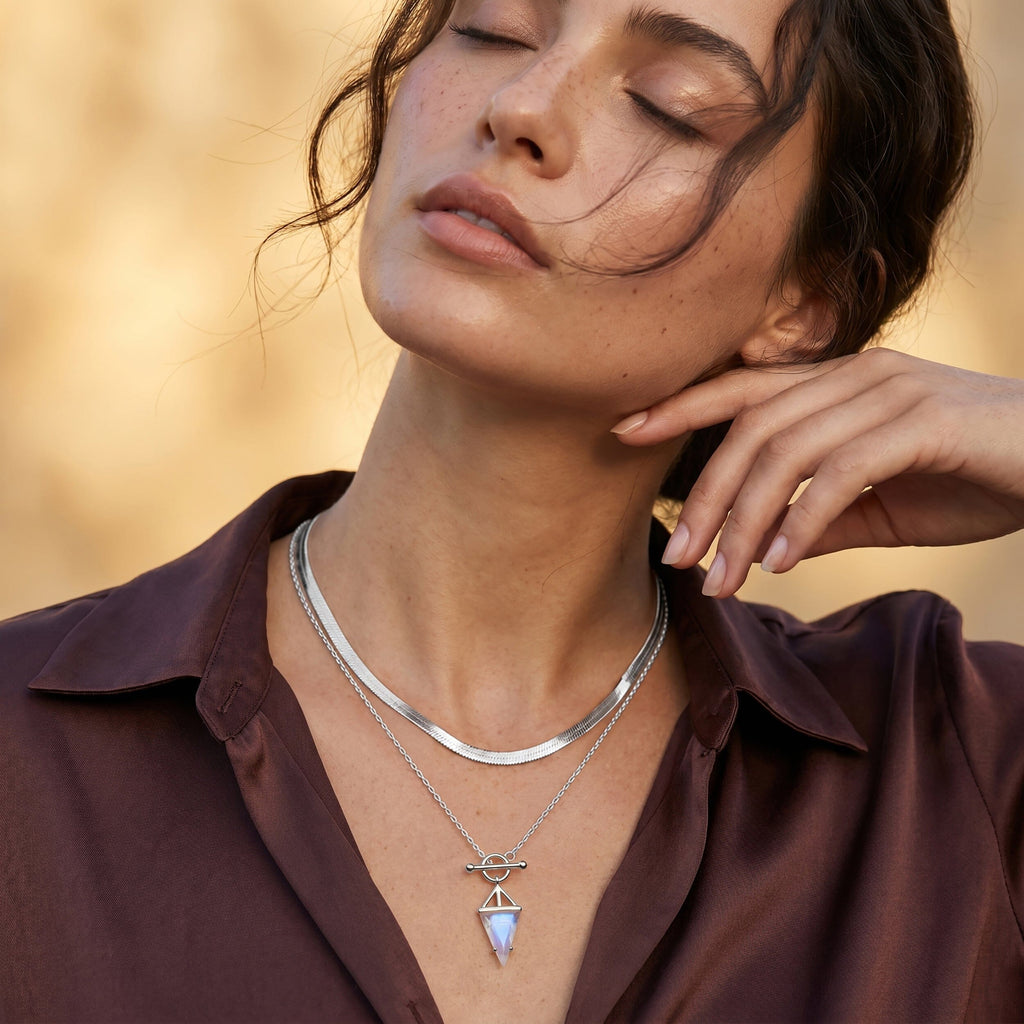 Moonstone Heroine & Herringbone Necklaces
