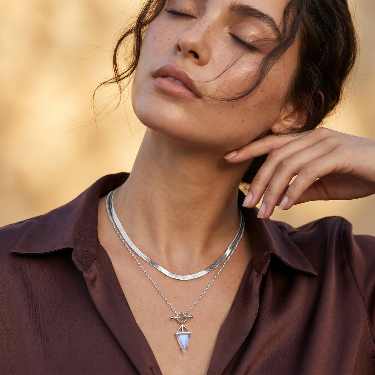 Moonstone Heroine & Herringbone Necklaces