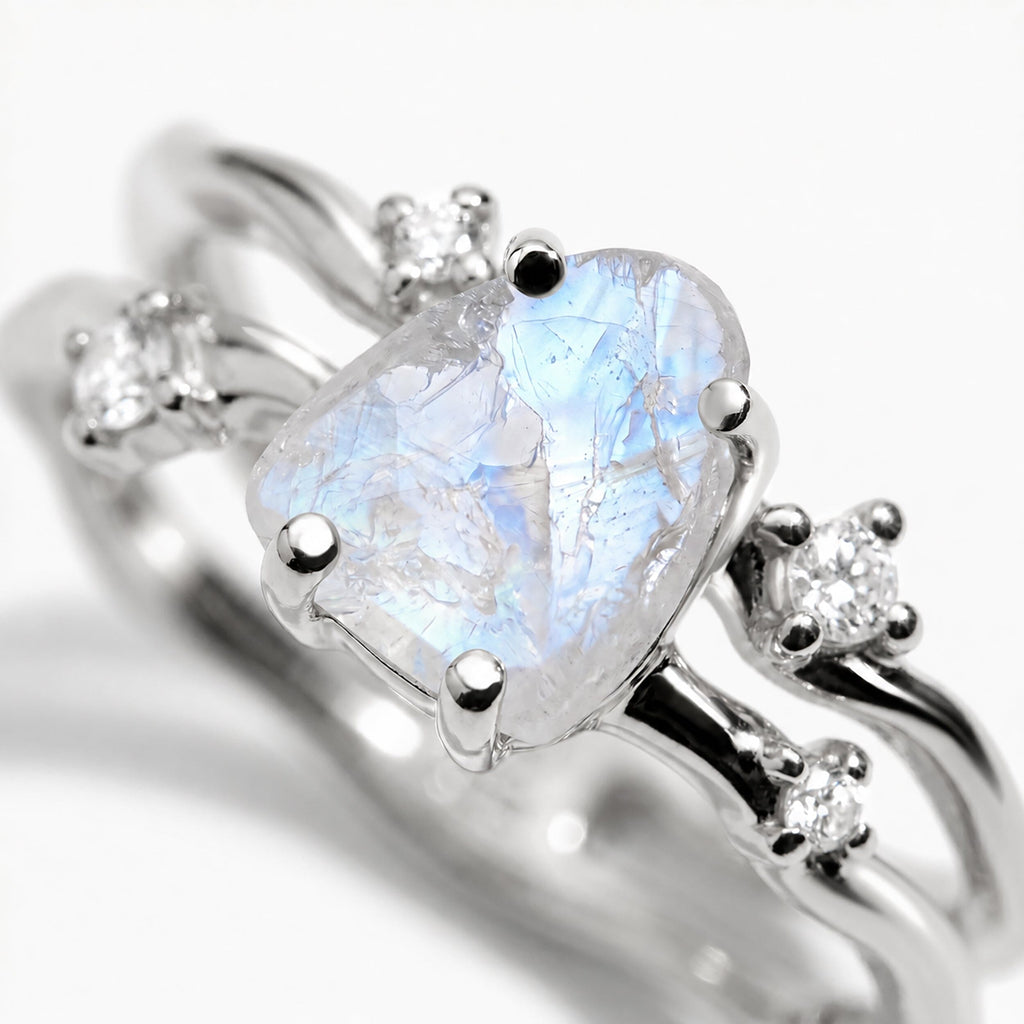 Moonstone Ring - Flow - Solid Gold