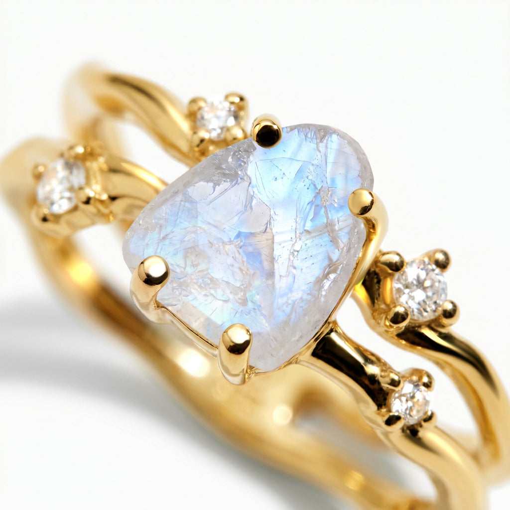 Moonstone Ring - Flow - Solid Gold