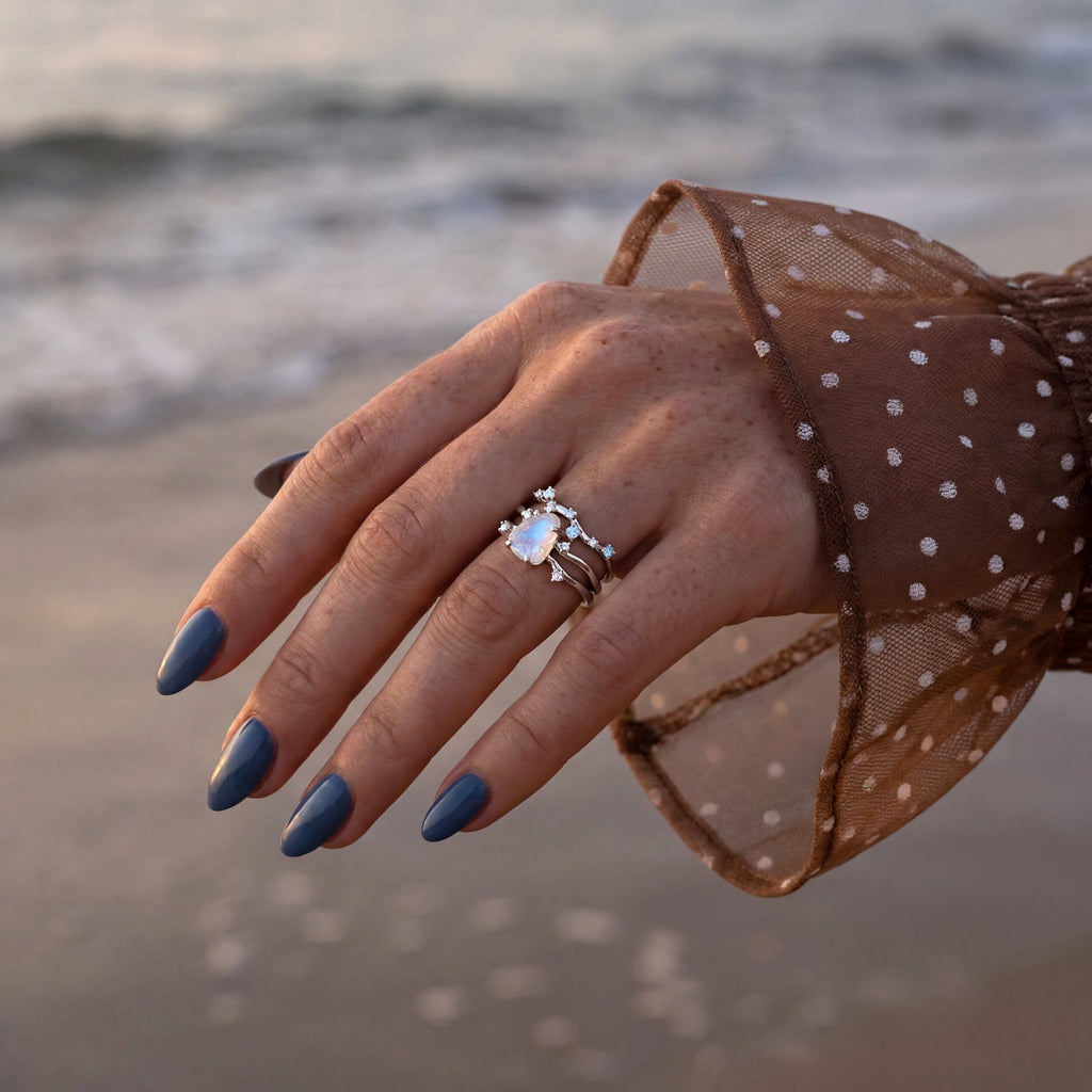 Moonstone Flow & Stardust Rings