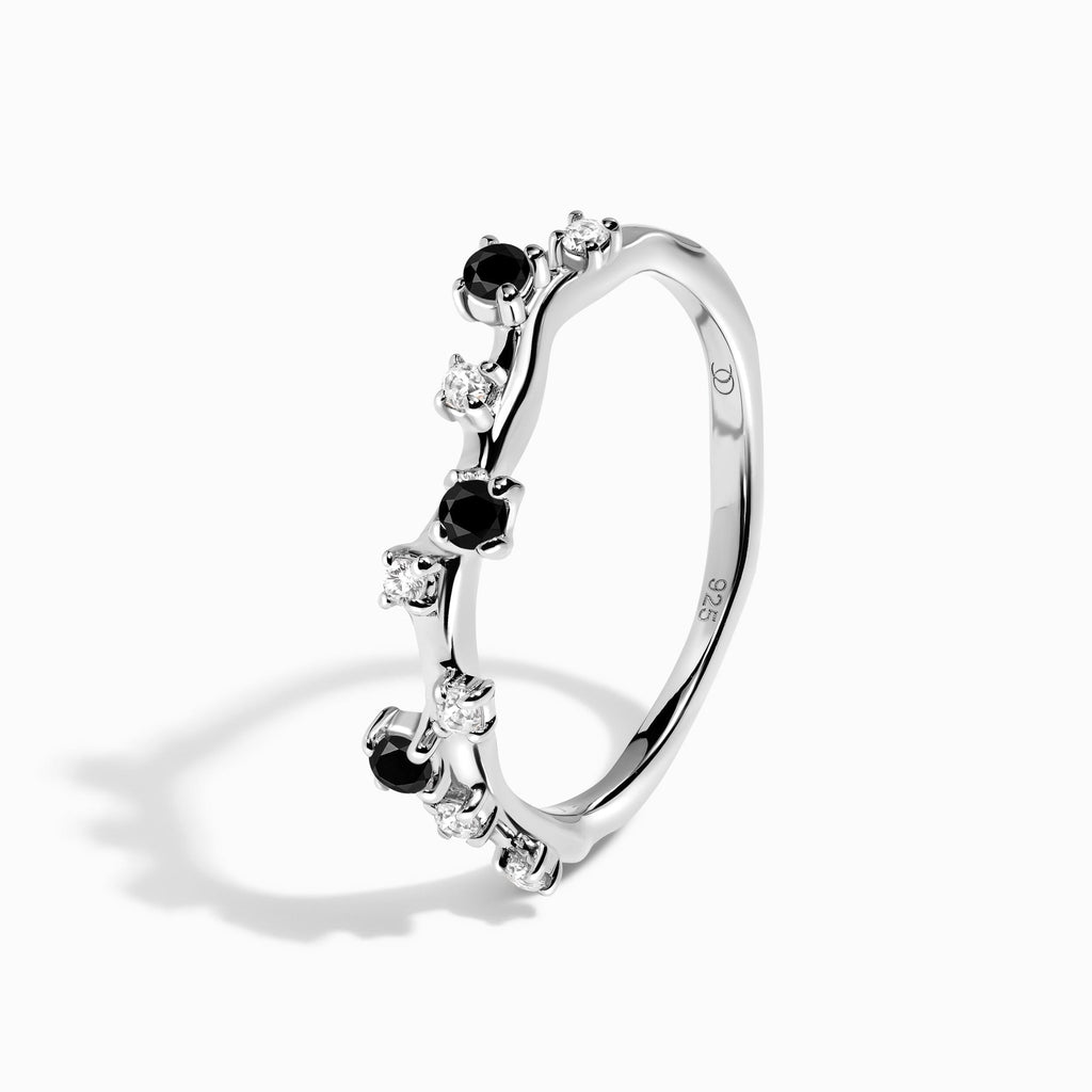 Black Obsidian Flow & Stardust Rings