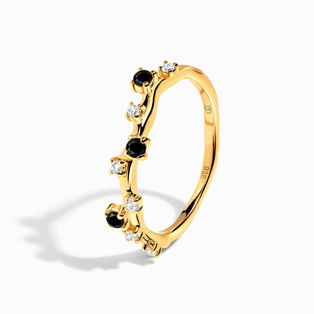 Black Obsidian Flow & Stardust Rings