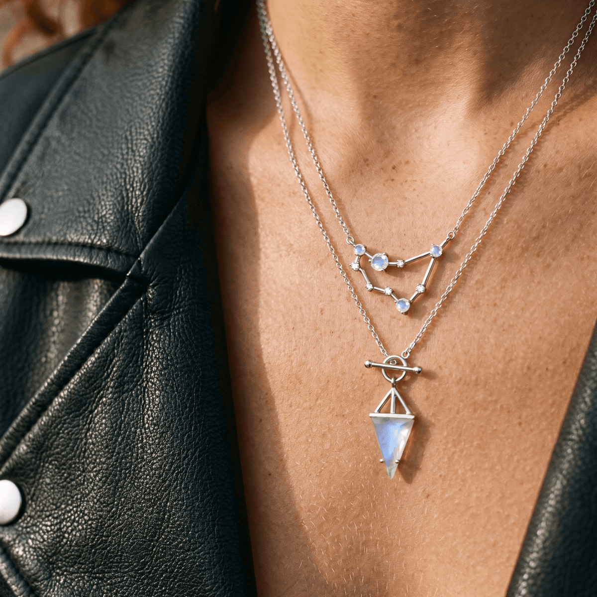 Moonstone Capricorn Zodiac Constellation & Heroine Necklaces
