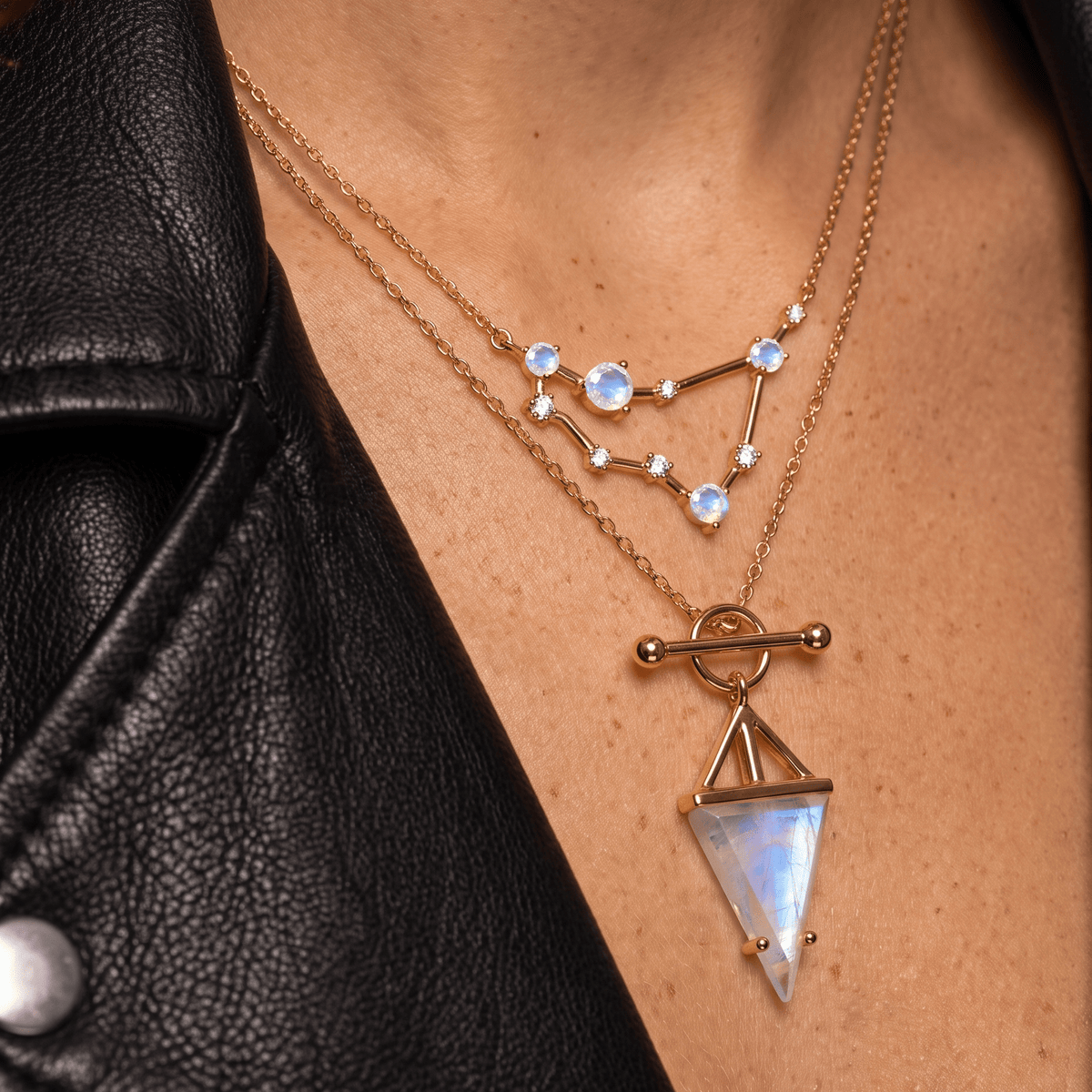 Moonstone Capricorn Zodiac Constellation & Heroine Necklaces