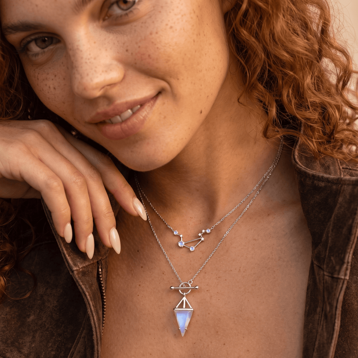 Moonstone Libra Zodiac Constellation & Heroine Necklaces