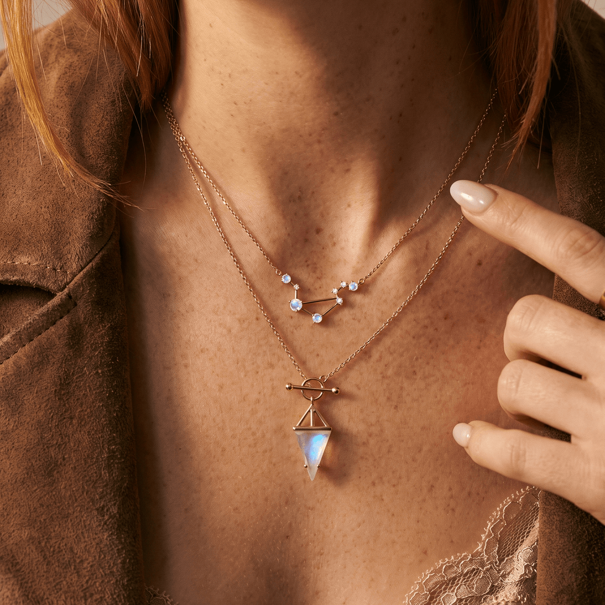 Moonstone Libra Zodiac Constellation & Heroine Necklaces