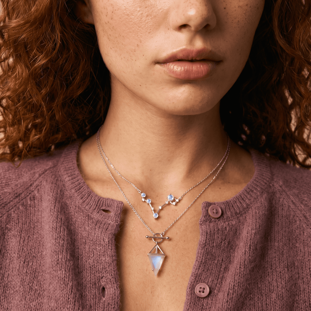 Moonstone Pisces Zodiac Constellation & Heroine Necklaces