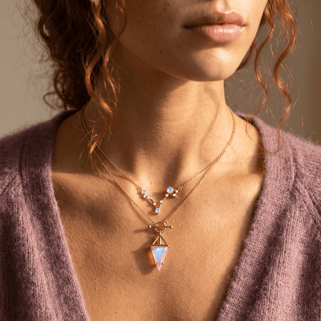 Moonstone Pisces Zodiac Constellation & Heroine Necklaces