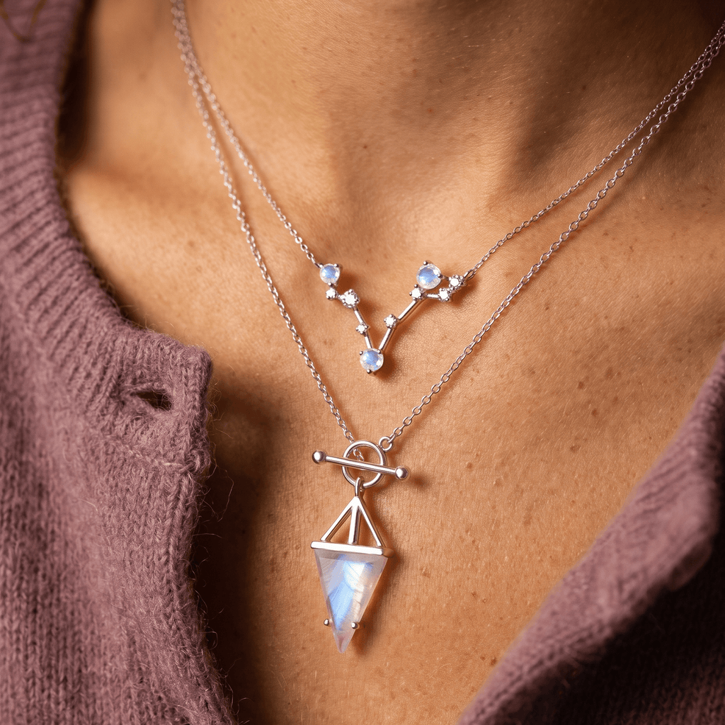 Moonstone Pisces Zodiac Constellation & Heroine Necklaces