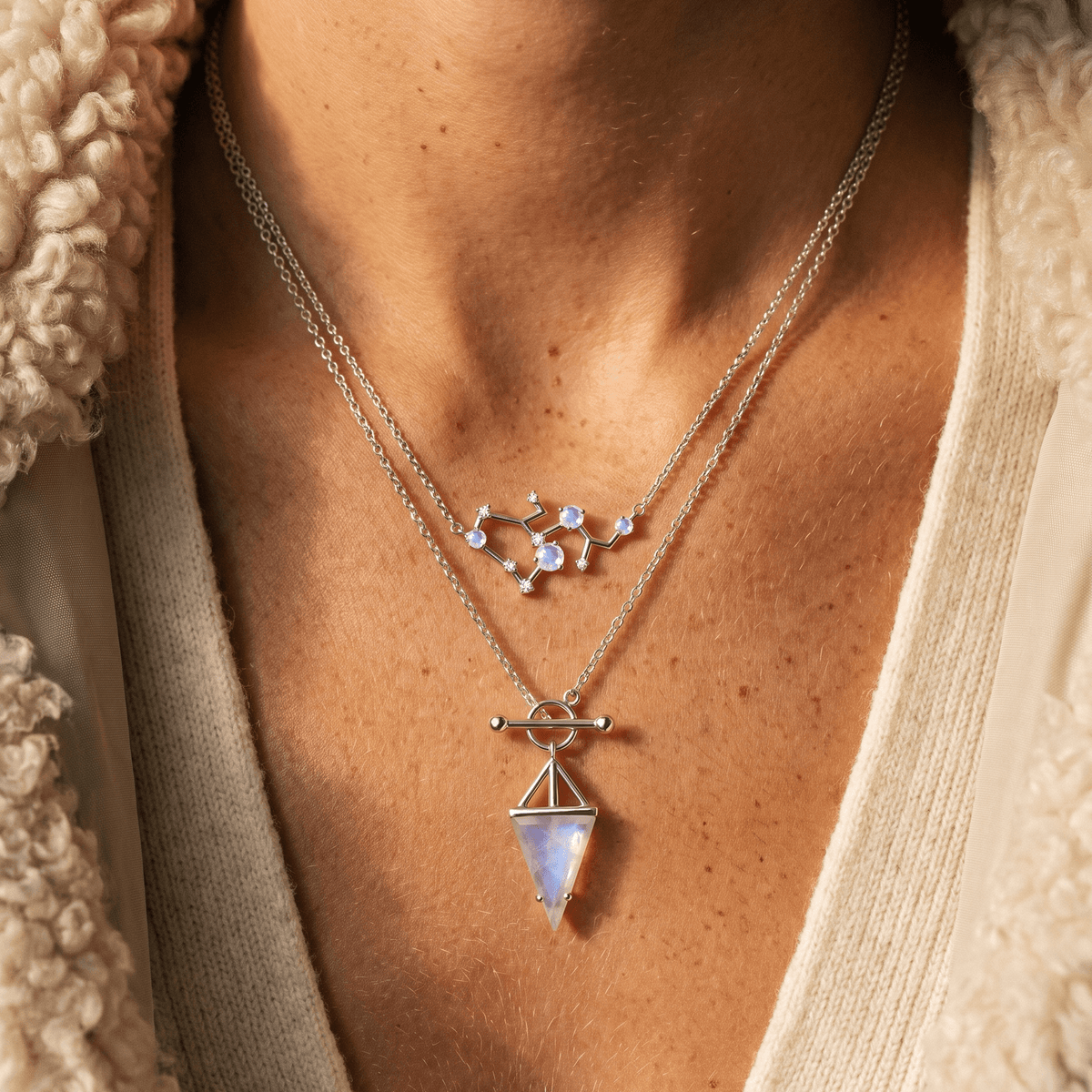 Moonstone Sagittarius Zodiac Constellation & Heroine Necklaces