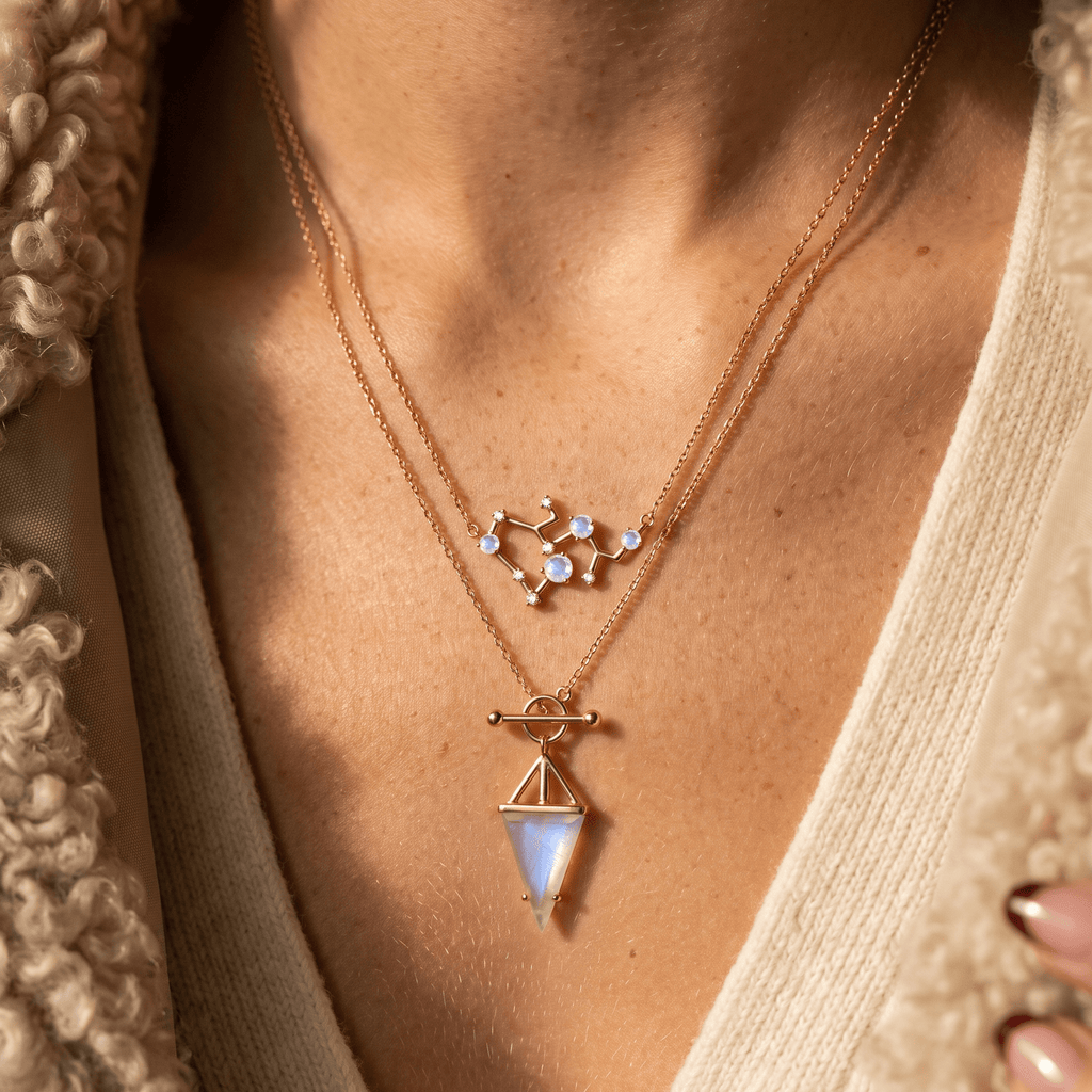 Moonstone Sagittarius Zodiac Constellation & Heroine Necklaces