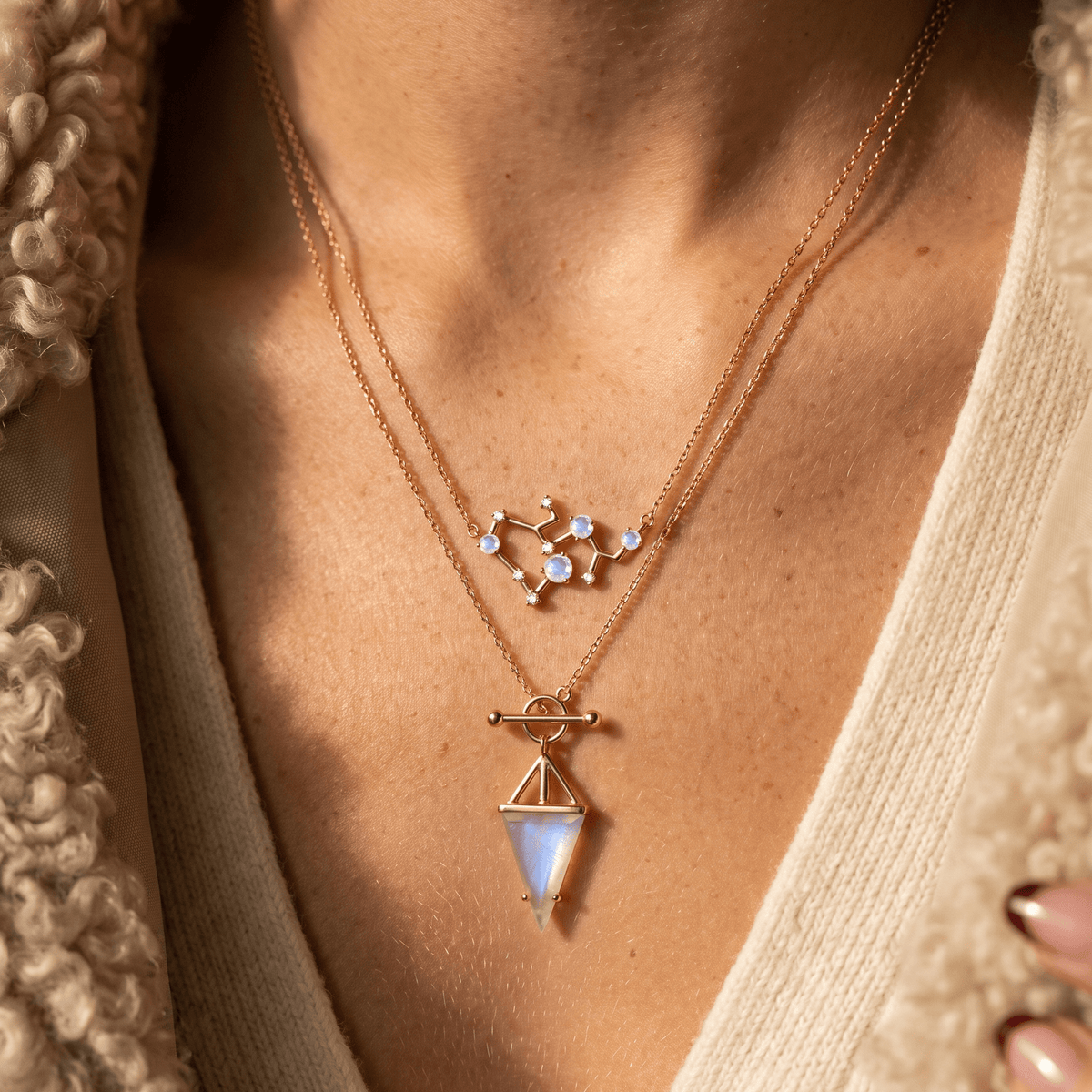 Moonstone Sagittarius Zodiac Constellation & Heroine Necklaces