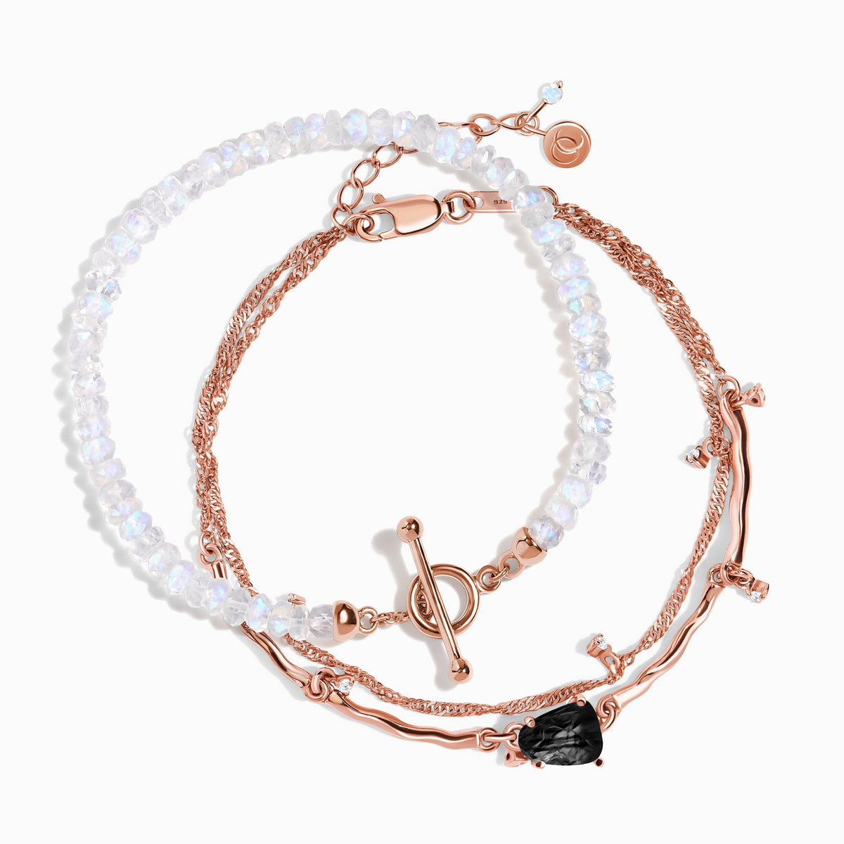 Black Obsidian Flow & Moonstone Vibrations Bracelet