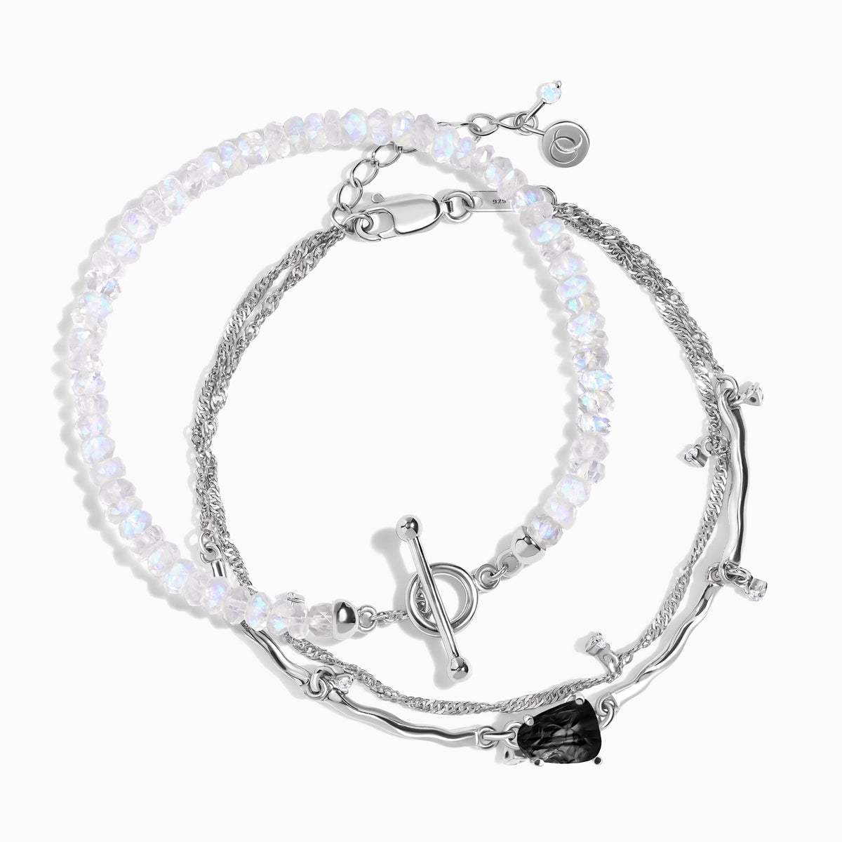Black Obsidian Flow & Moonstone Vibrations Bracelet
