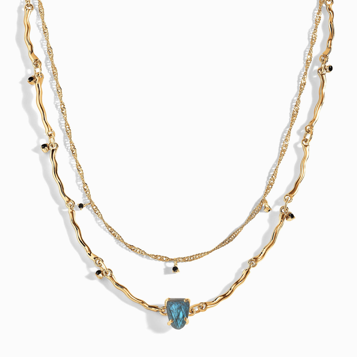 Raw Crystal Necklace - Flowing Labradorite