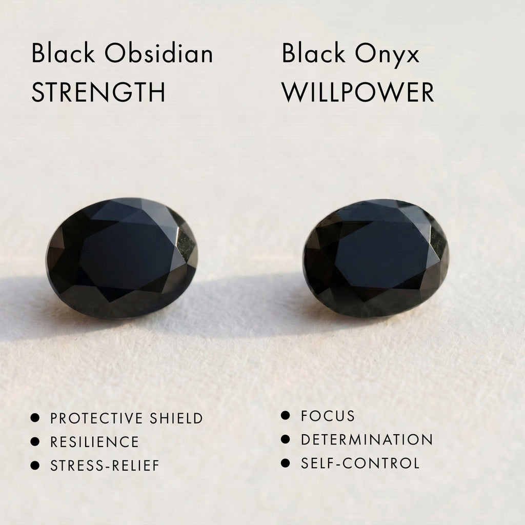 Black Obsidian Black Spinel Radiance & Crown Rings
