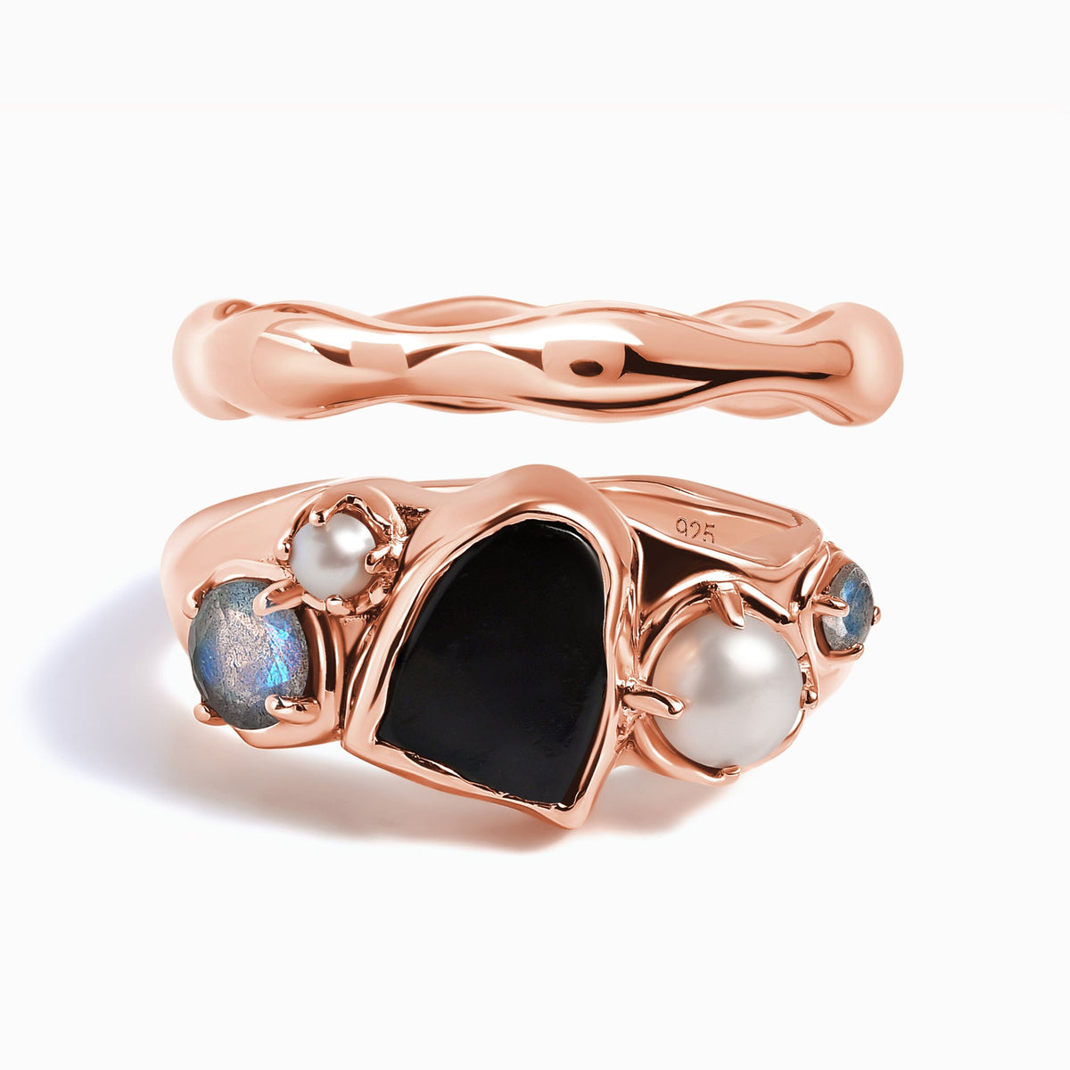 Black Obsidian Heirloom & Magma Rings