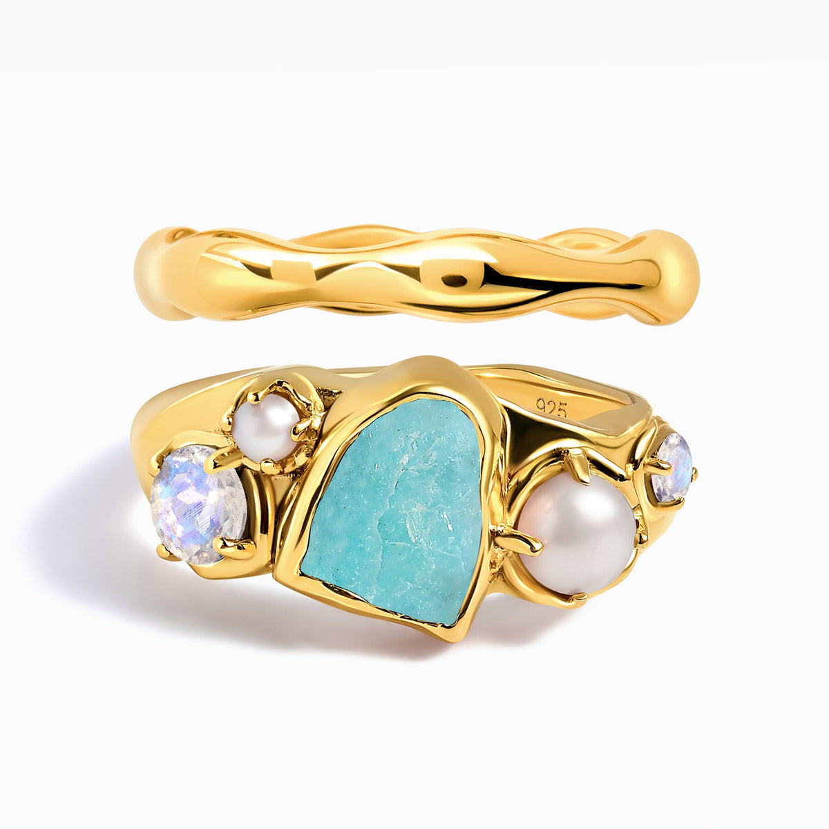 Amazonite Heirloom & Magma Rings