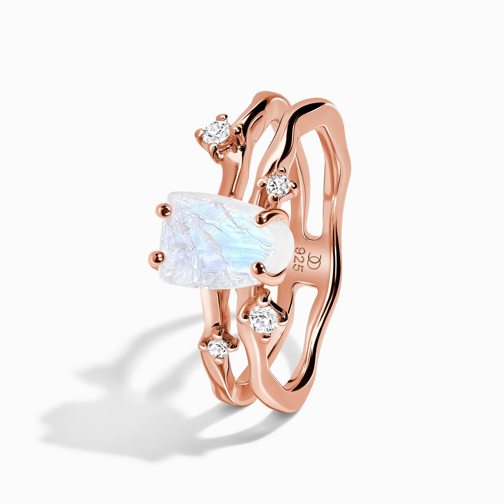 Moonstone Lab Diamond Flow & Stardust Rings