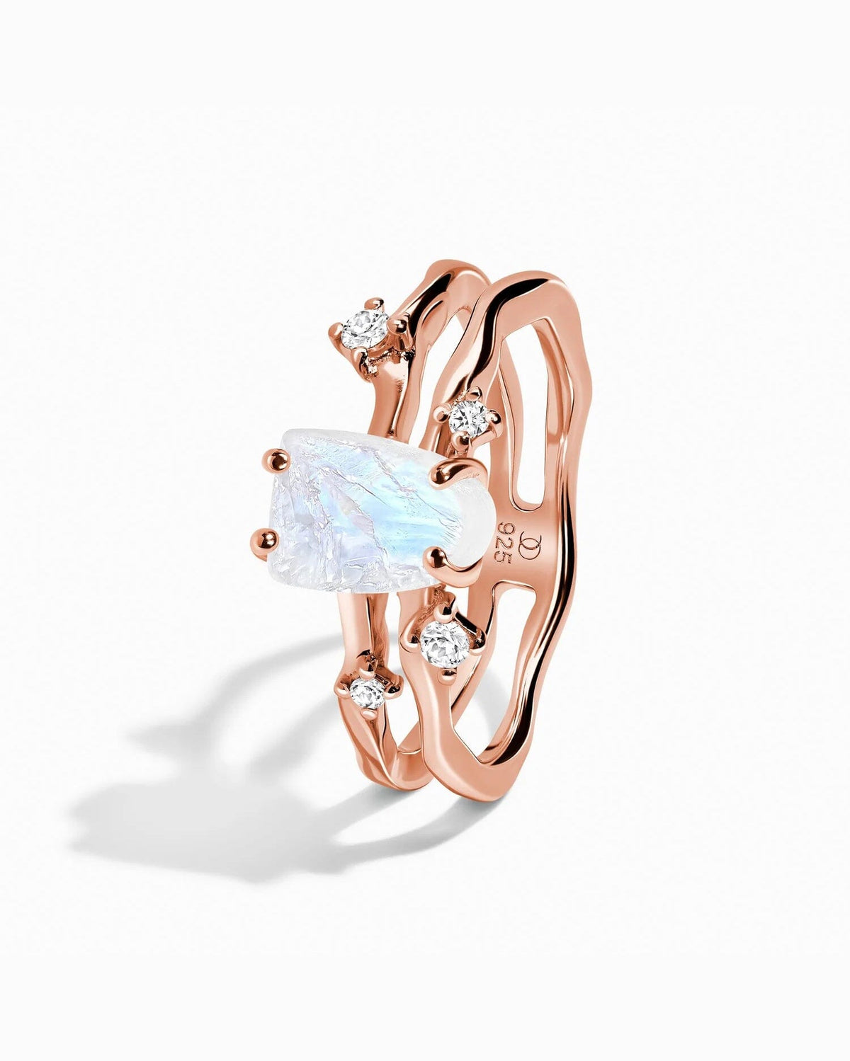 Moonstone Lab Diamond Ring - Flow