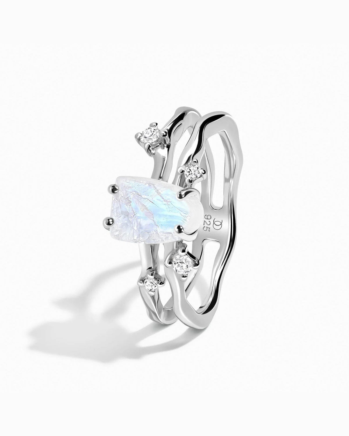 Moonstone Lab Diamond Ring - Flow