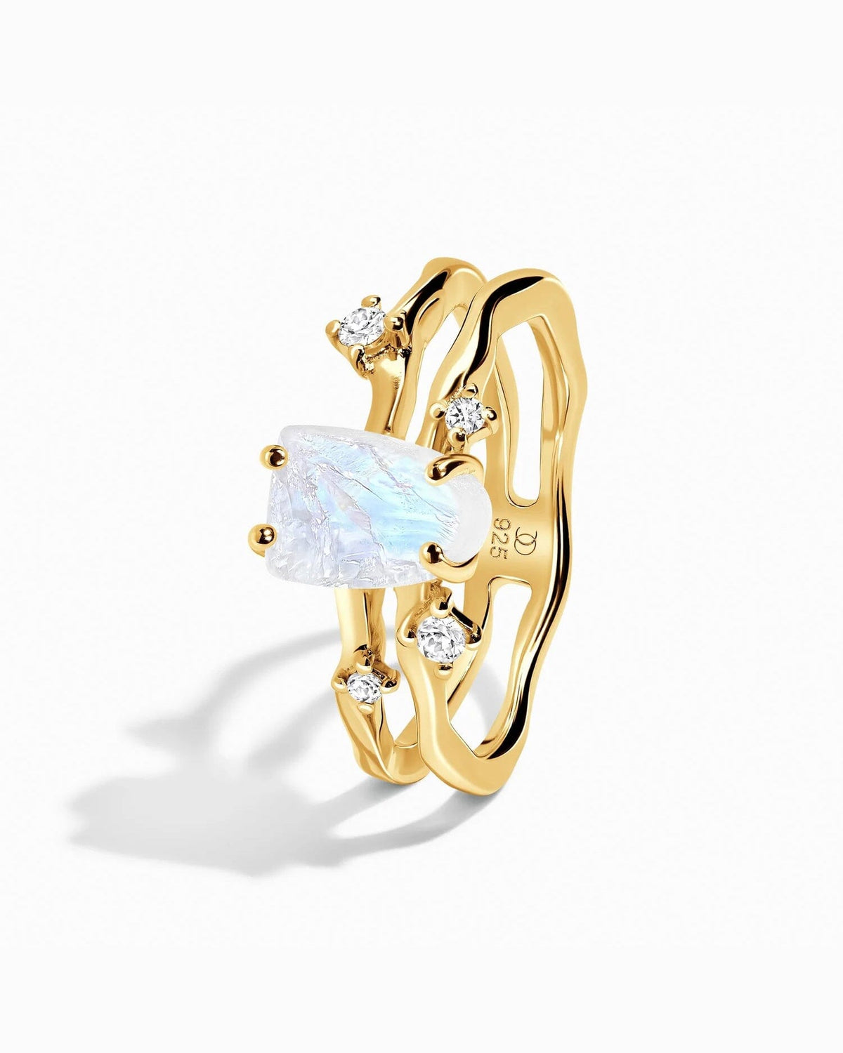 Moonstone Lab Diamond Ring - Flow