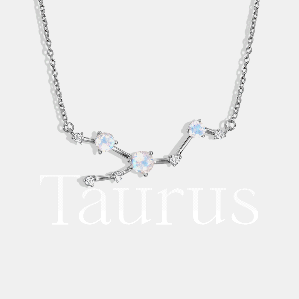 Fine Moonstone Lab Diamond Necklace - Scorpio Zodiac Constellation