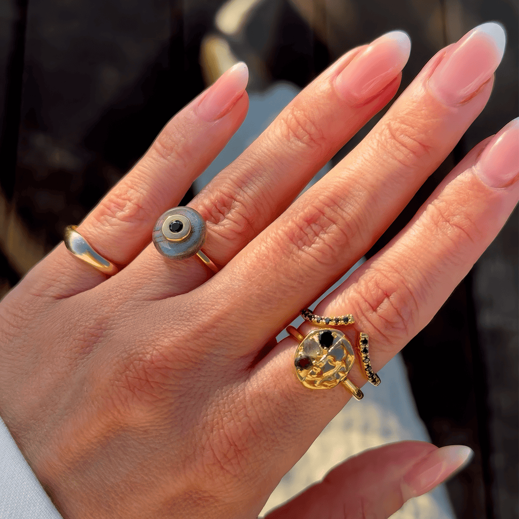 Labradorite Black Spinel Fidget Ring - Ora