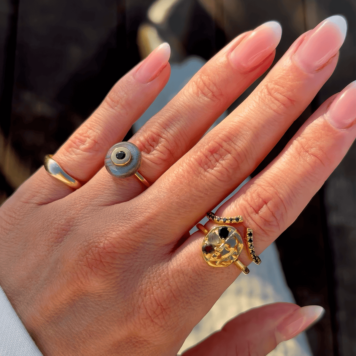 Labradorite Black Spinel Fidget Ring - Ora