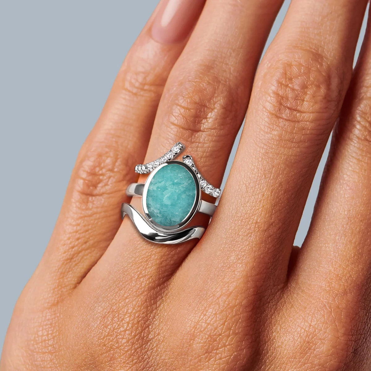 Enfolded Amazonite & Infinite & Waves Rings