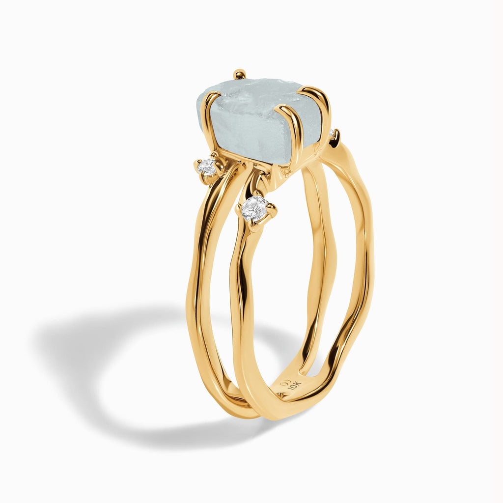 Raw Crystal Ring - Flow Aquamarine