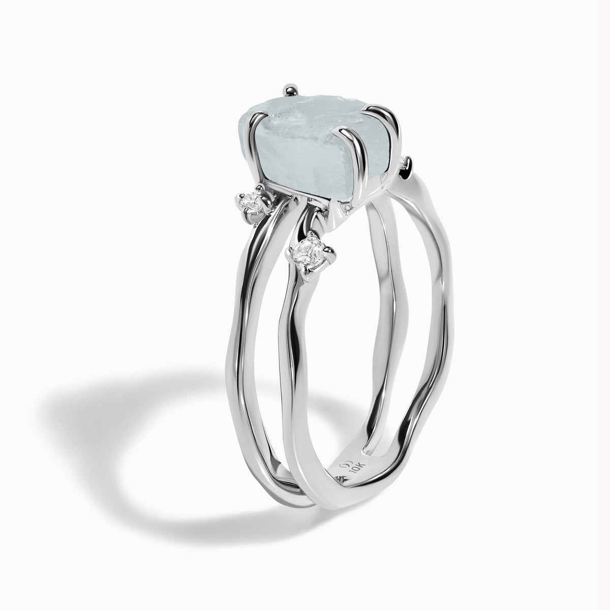 Raw Crystal Ring - Flow Aquamarine
