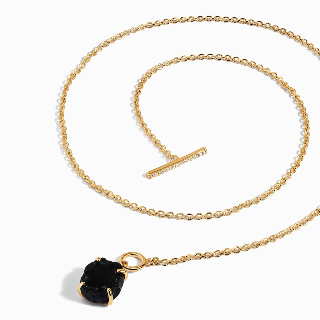 Raw Crystal Necklace - Black Obsidian T-Lock