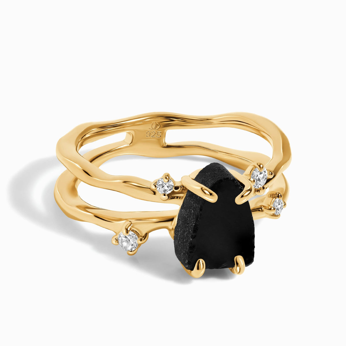Black Obsidian Ring - Flow