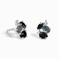 Fine Black Obsidian Labradorite Lab Diamond Earrings - Orion