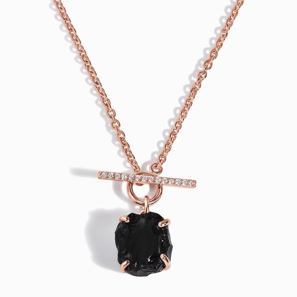 Raw Crystal Necklace - Black Obsidian T-Lock