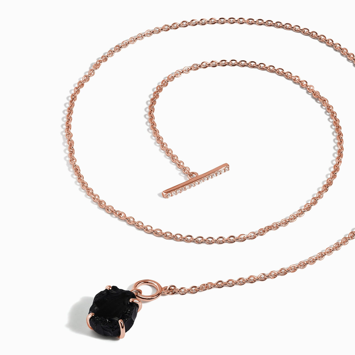 Raw Crystal Necklace - Black Obsidian T-Lock