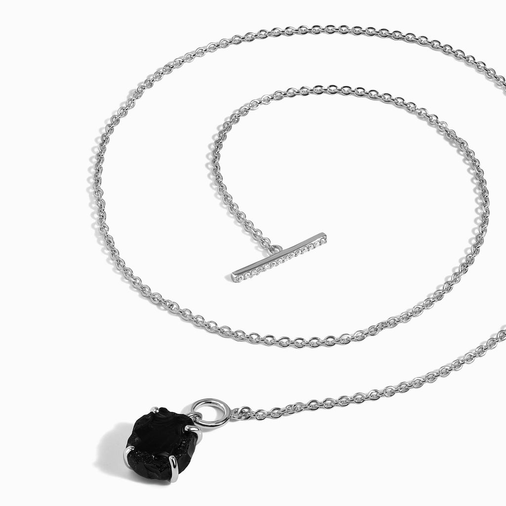 Raw Crystal Necklace - Black Obsidian T-Lock