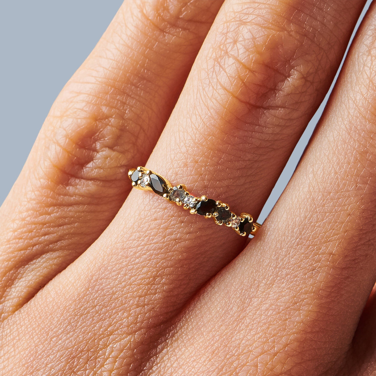 Fine Black Obsidian Lab Diamond Ring - Grace