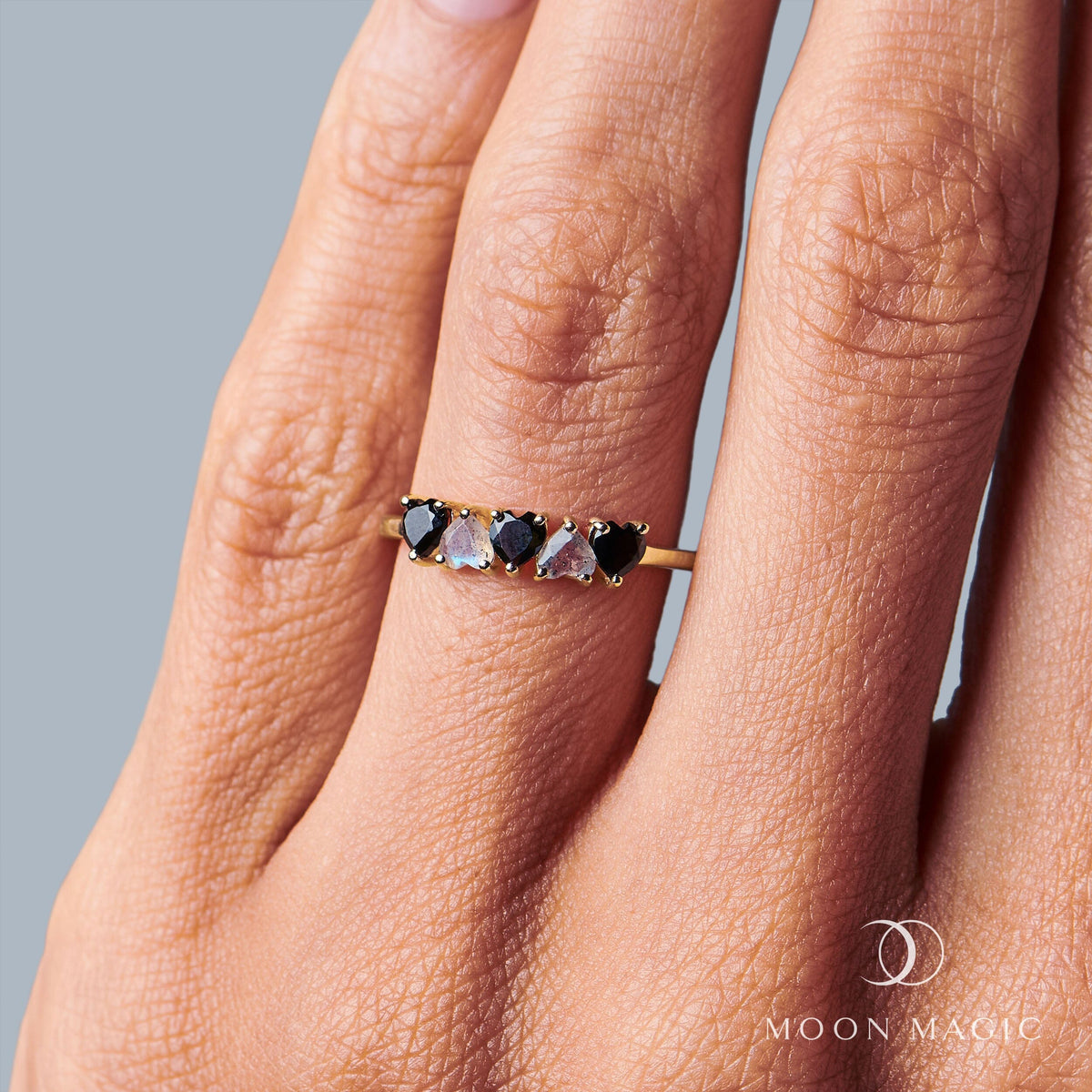 Black Obsidian Labradorite Ring - Crush
